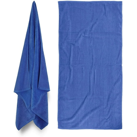 Royal Comfort 32x64 Solid Color Caribbean Blue (2 per Pack) Terry Velour Beach Towel. Made with 100% Cotton Weighing at 16.0 lbs per doz. Why Settle for Polyester get The Real Thing!