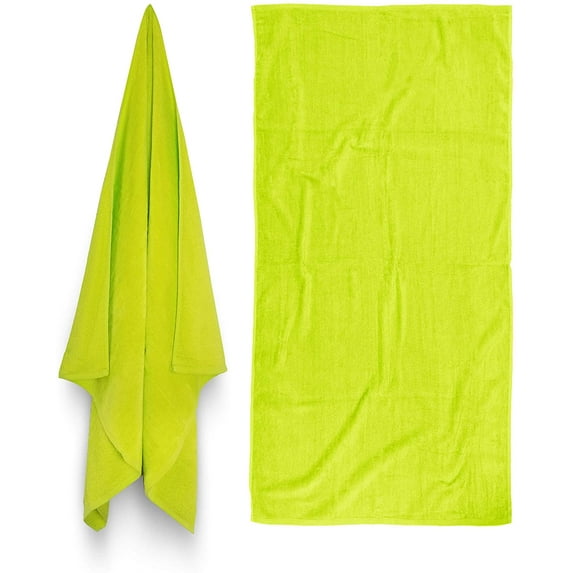 Royal Comfort 32x64 Solid Color Neon Yellow (2 per Pack) Terry Velour Beach Towel. Made with 100% Cotton Weighing at 16.0 lbs per doz. Why Settle for Polyester get The Real Thing!