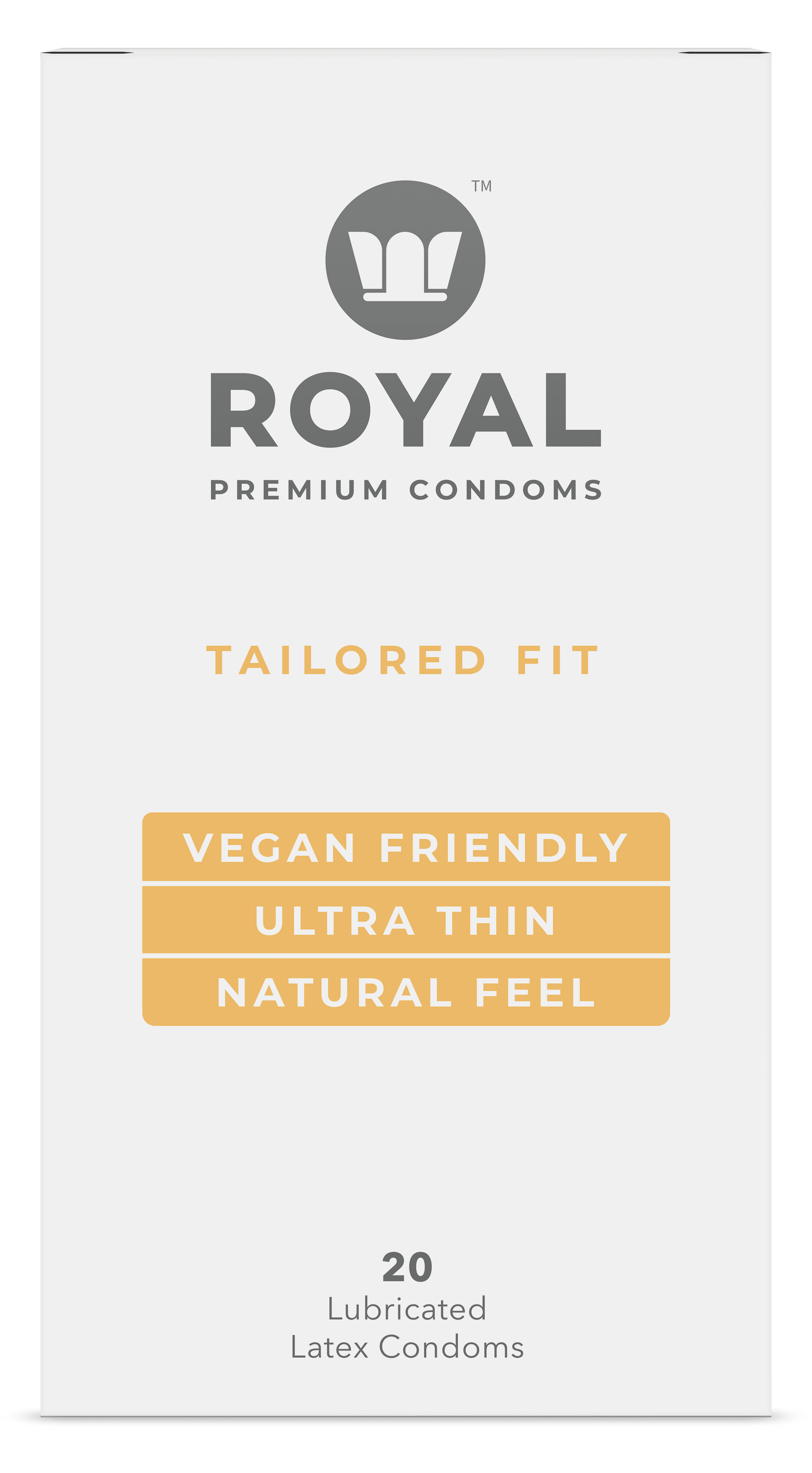 Royal Condoms Ultra Thin Vegan Latex Tailored Fit 20 Pack