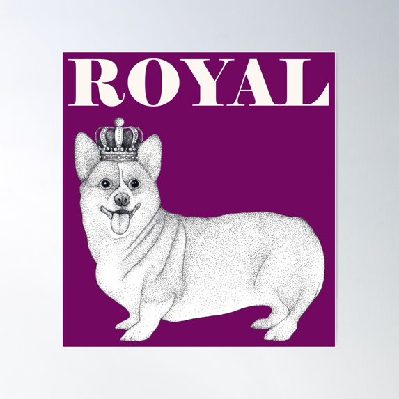 Royal Corgi Poster Wall Art, Modern Wall Decor For Living Room Bedroom, 12x18 UNFRAMED
