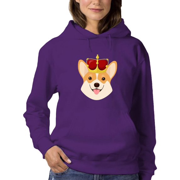 Royal Corgi Smiling Royal Crown Hoodie Women -Image by Shutterstock, Female XX-Large