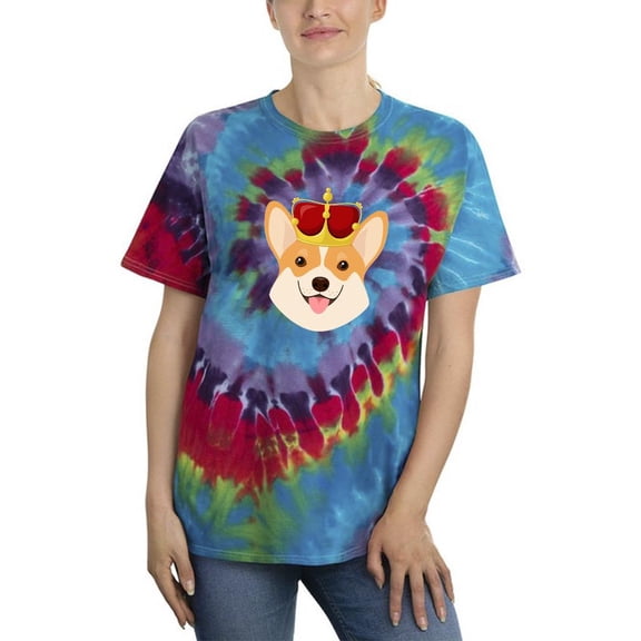 Royal Corgi W Crown Tie Dye Spiral Women -Image by Shutterstock, Female XX-Large