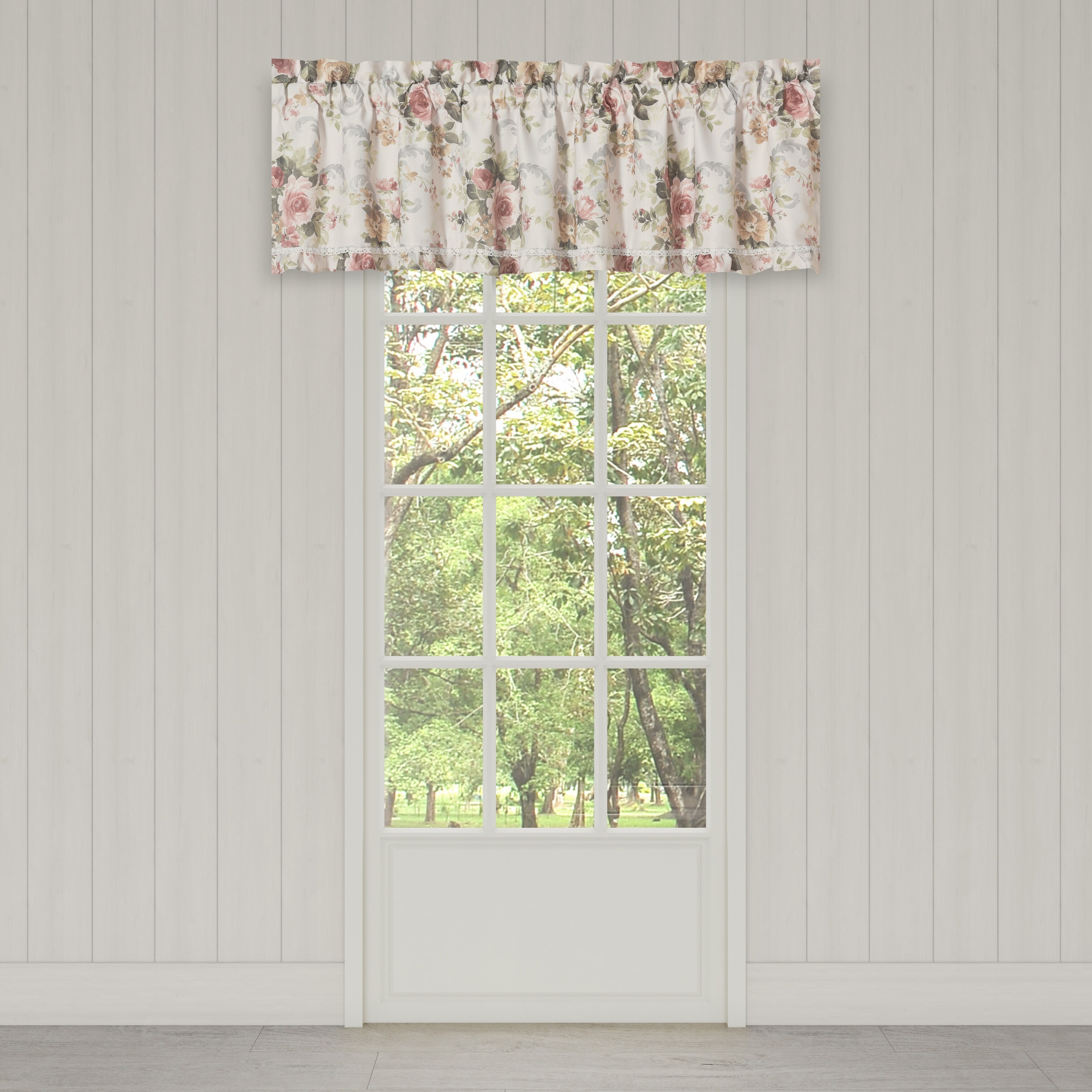 Floral Rose Gold and Taupe Cottagecore Valance