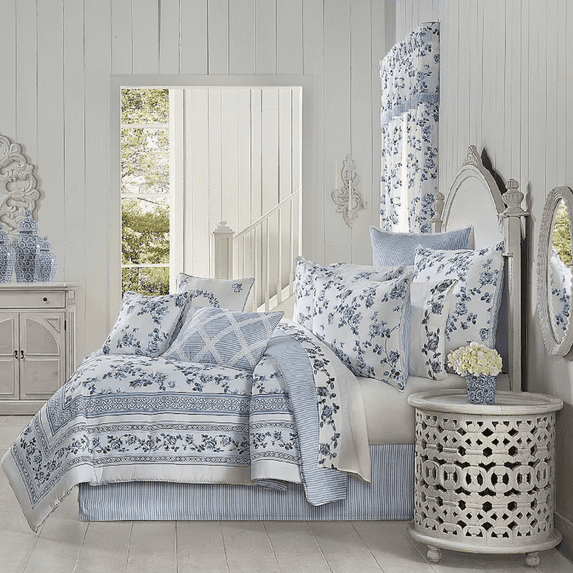 Royal Court FULL CMF ST - Blue Rialto French Blue Polyester Full 4-Piece Comforter Set