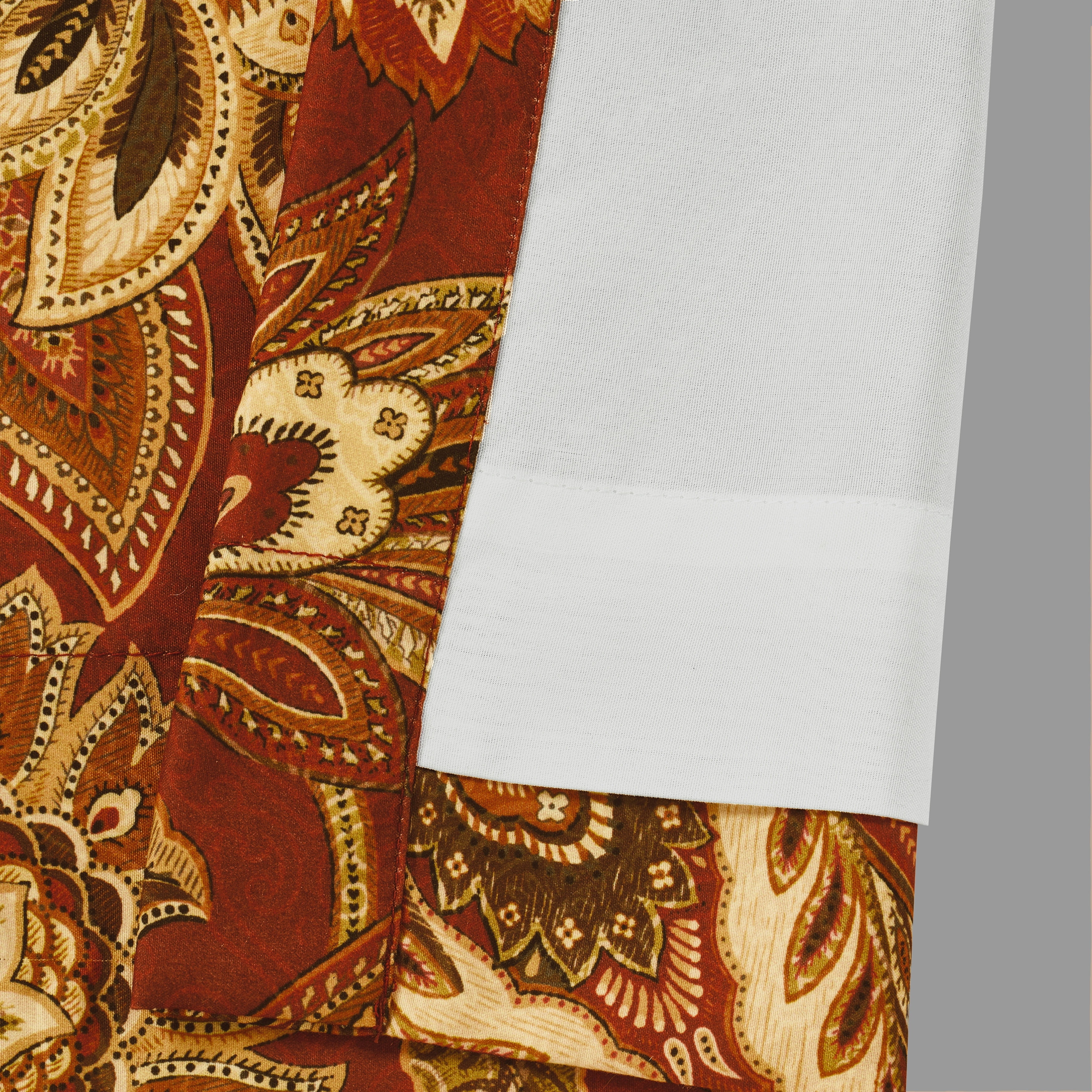 Montecito Red Polyester Ground Length Window Panel Pair