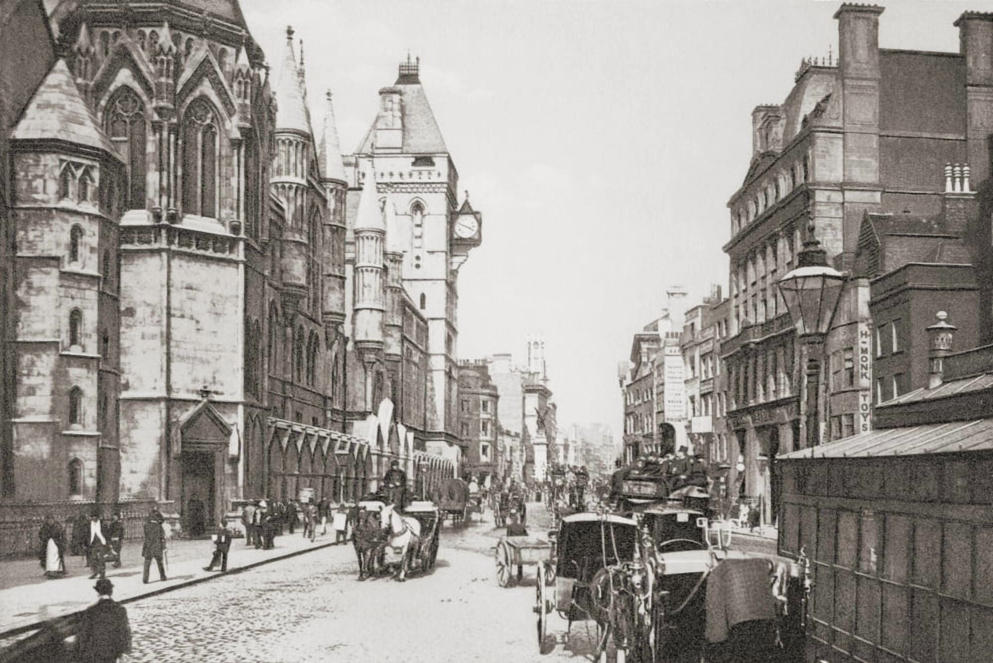 Royal Courts Of Justice Aka Law Courts London England In The Late 19Th Century From London Historic And Social Published 1902 Canvas Art - Ken Welsh Design Pics (19 x 12)