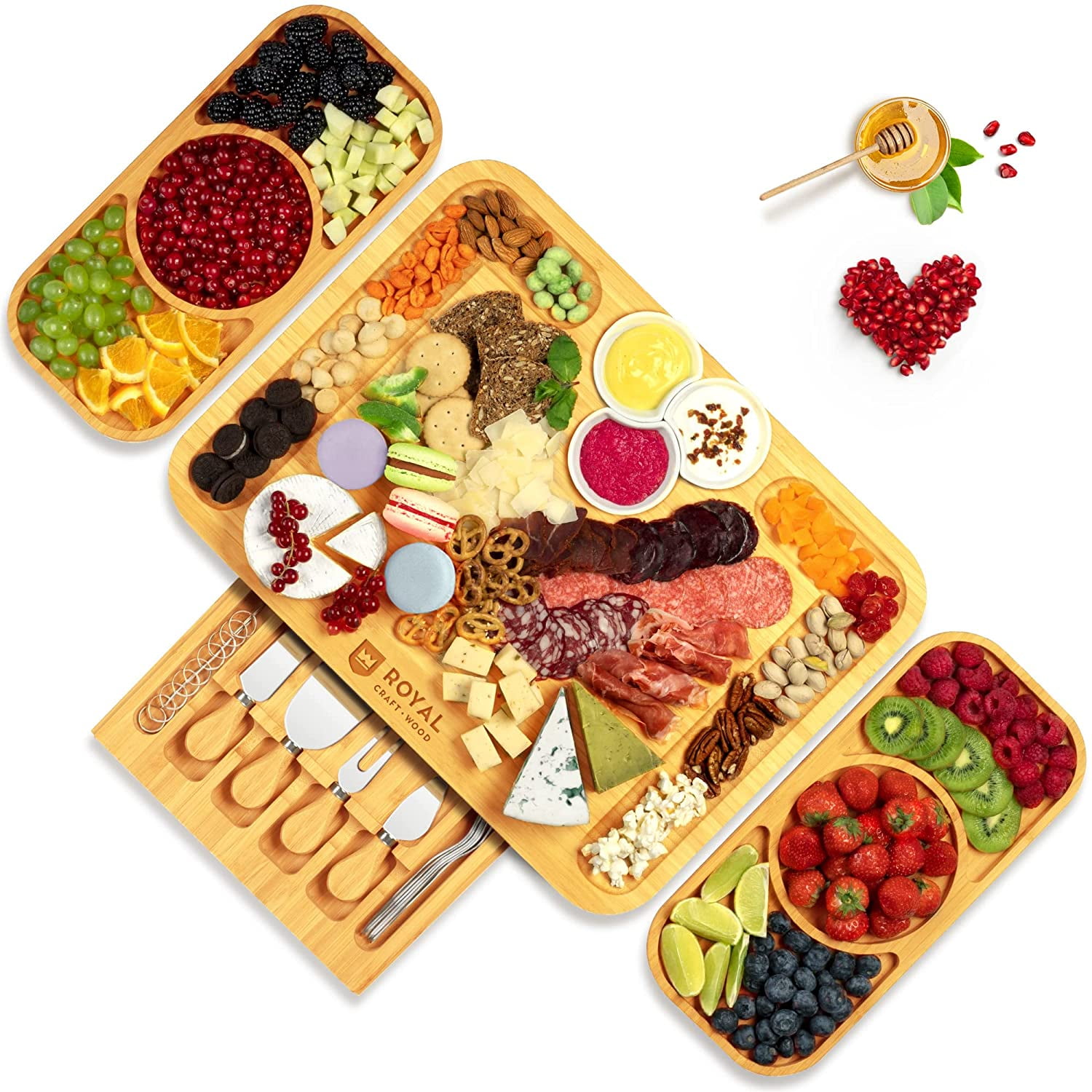 Royal Craft Wood Cheese Board and Knife Set - Charcuterie Board Set ...