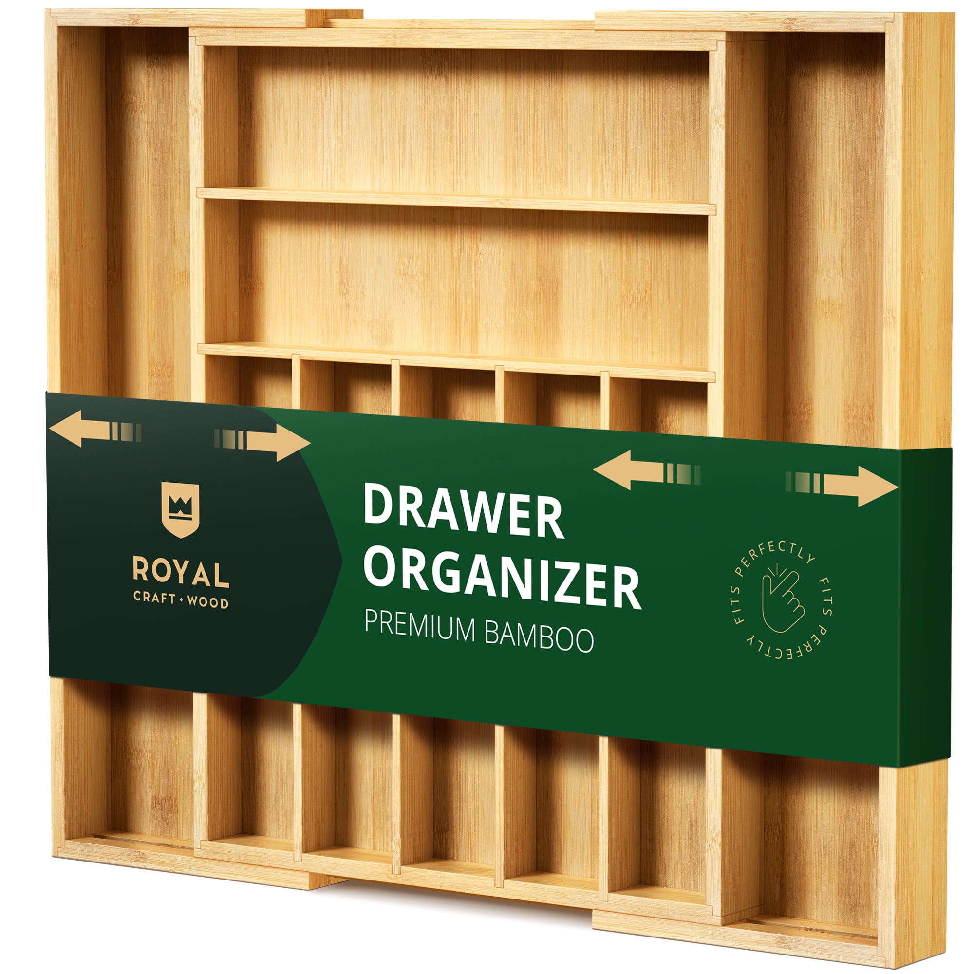 Royal Craft Wood Bamboo Kitchen Drawer Organizer (Beige, 9-slot)