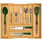 Royal Craft Wood Expandable Silverware Drawer Organizer 7-9 Slots, 17.50 x 13.50-20 x 2.5 inches, Natural