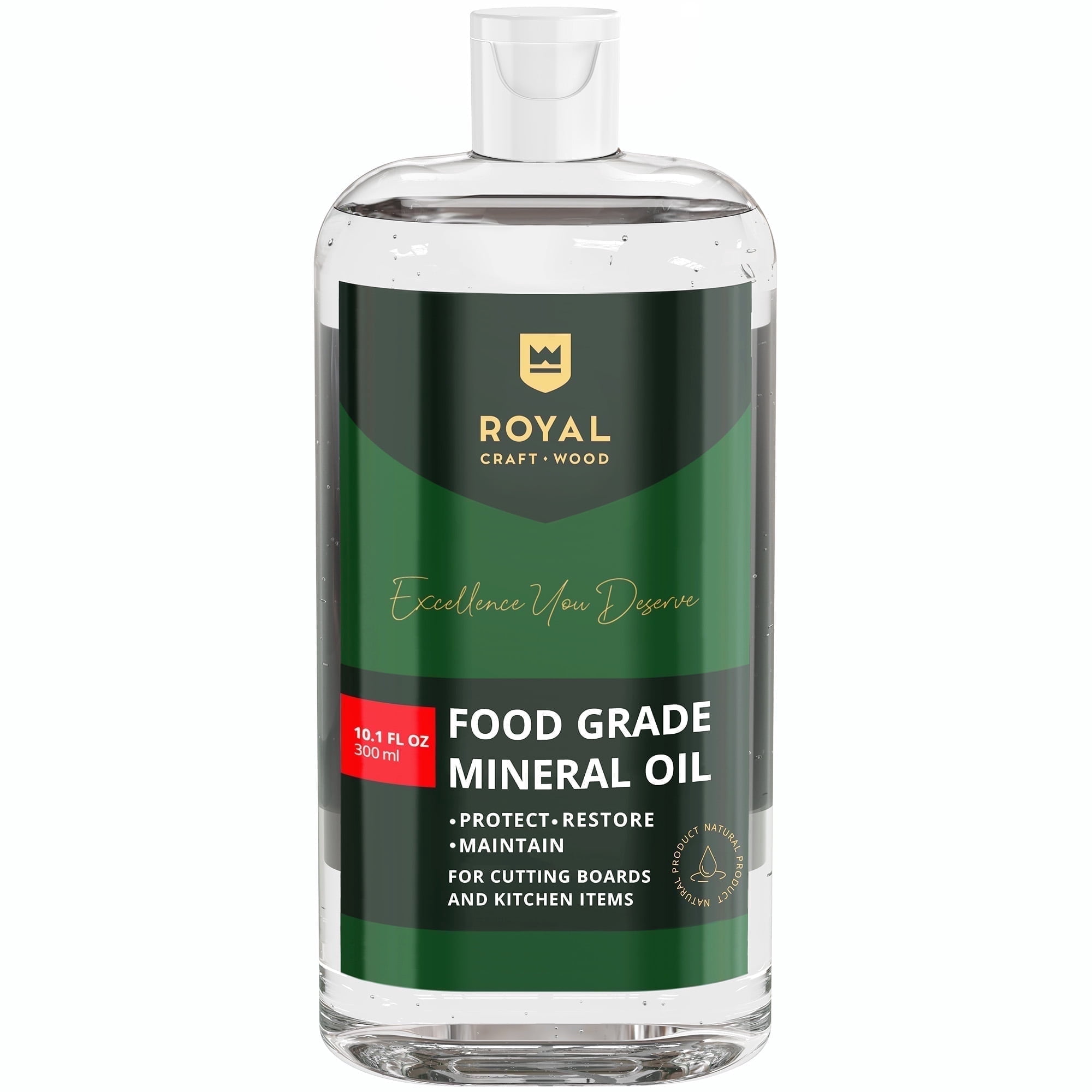 Royal Craft Wood Food Grade Mineral Oil 10.1 Fl Oz for Bamboo and Wooden Cutting Boards and Kitchen Utensils & Supplies, Premium Grade Nourishing Cutting Board Oil Cleanser