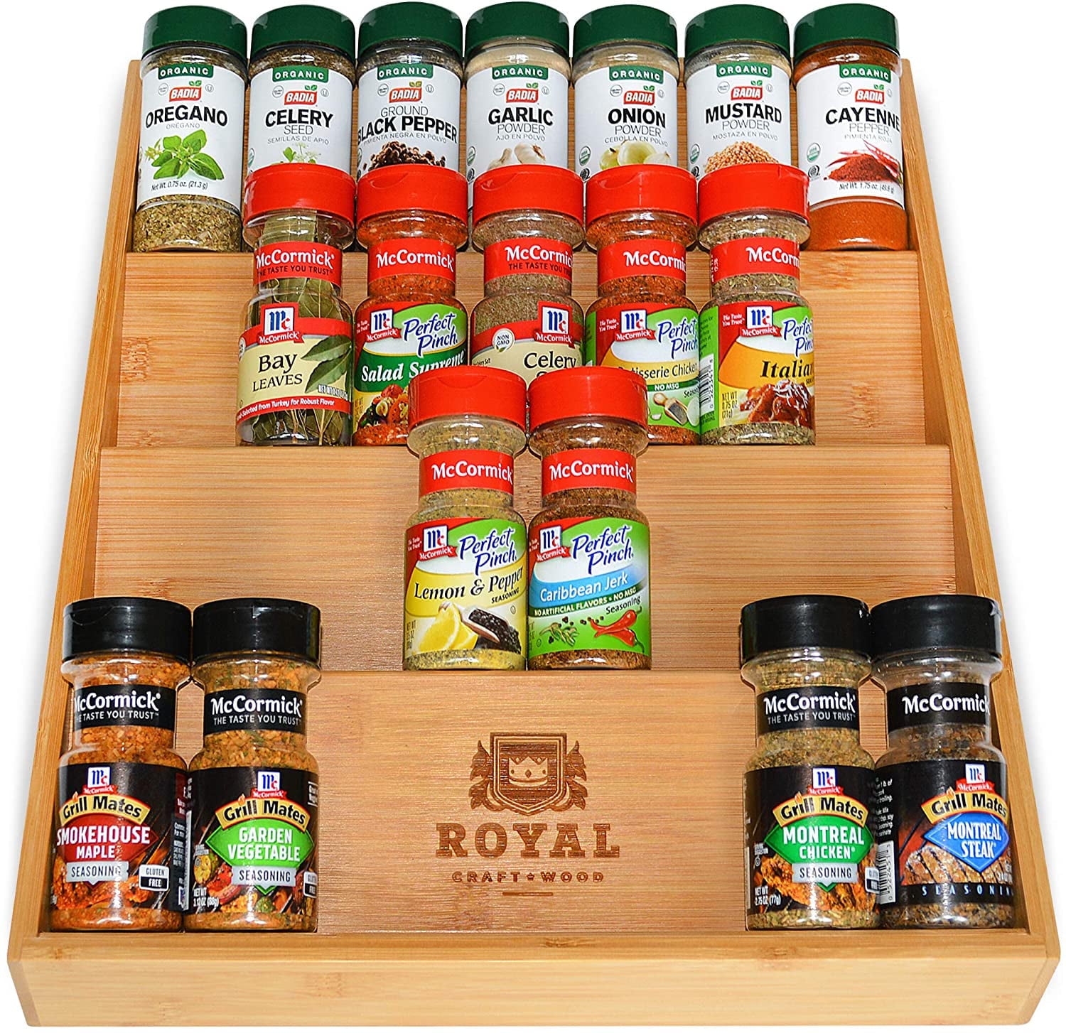Luxury Bamboo Spice Rack Organizer 4-Tier Drawer UK Ubuy