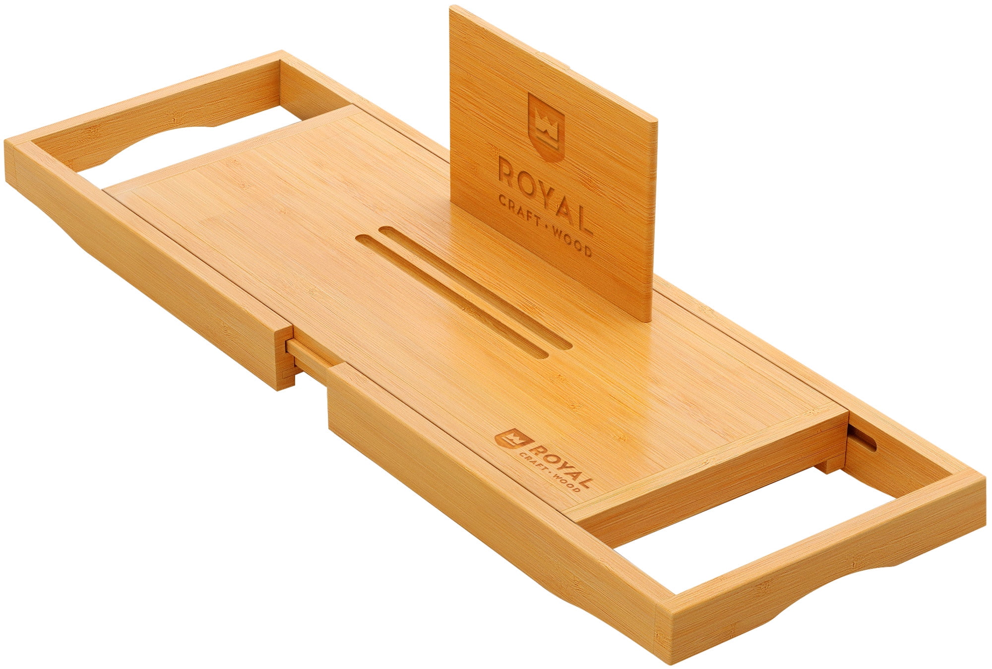 Royal Craft Wood Natural Bamboo Bathtub Caddy/Bath Serving Tray for 2