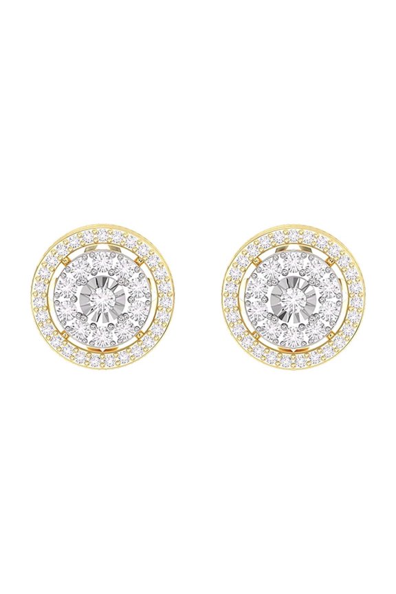 Attractive Halo Stud Earrings 14K Yelllow Gold Plated 925 Silver 2.00Ct Round Cut Lab Created VVS1/D Diamond