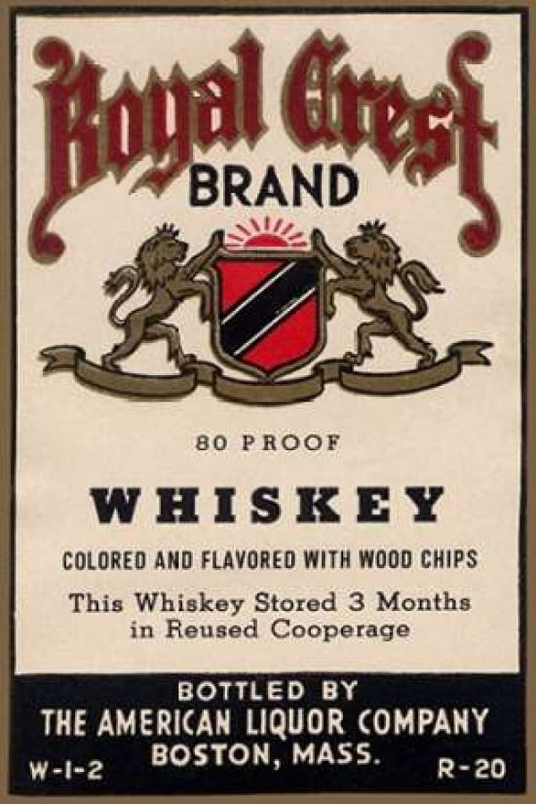 Royal Crest Brand Whiskey Canvas Art - Vintage Booze Labels (12 x 18)