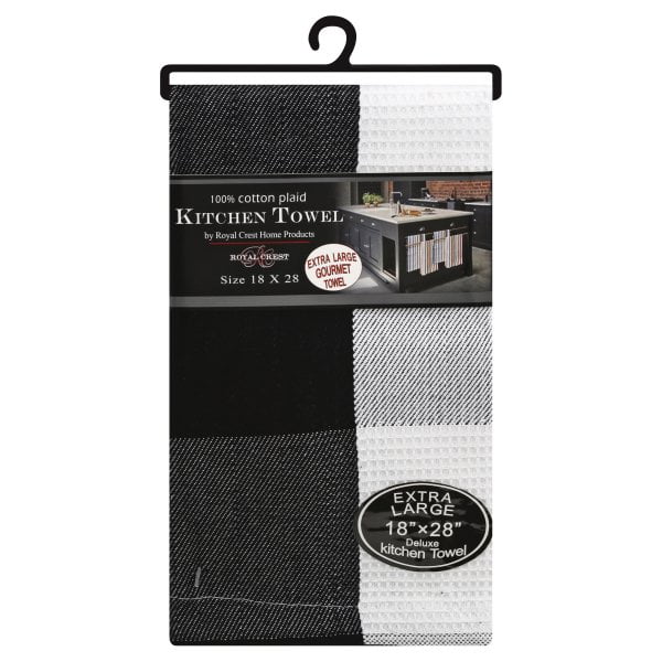 Royal Crest Gourmet Large Plaid Black Kitchen Towel - Walmart.com