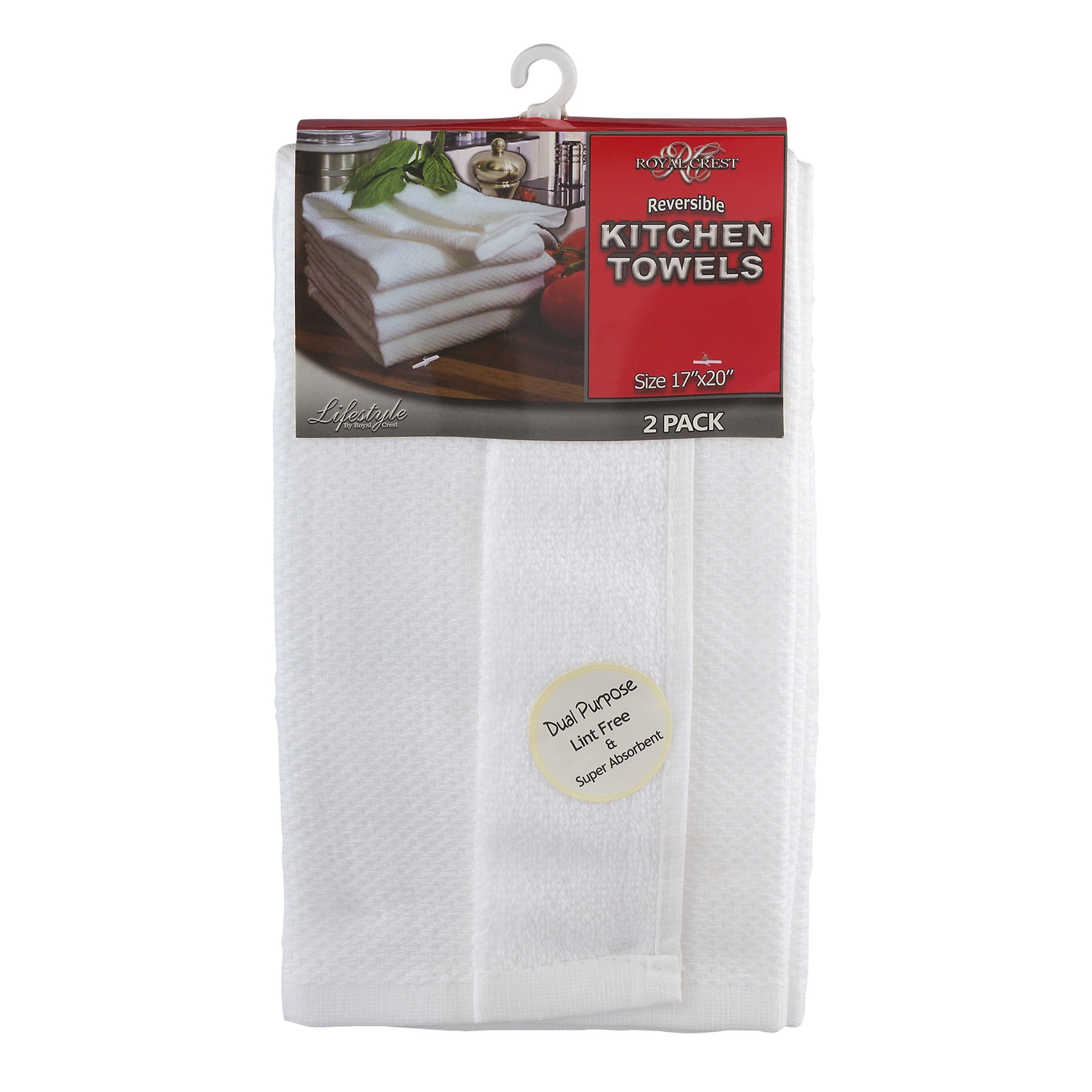 RC Royal Crest Black Label Hand Towels 18x32 7.50 lb/dz. 2 Ply with  Diamond Border 100% Combed Cotton White/Dz
