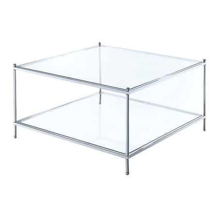 Royal Crest Square Coffee Table, Clear Glass & Chrome Frame