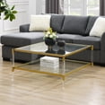 thumbnail image 1 of Royal Crest Two-Tier Acrylic Clear Glass Square Coffee Table in Gold Chrome, 1 of 5