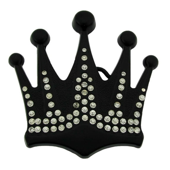 Royal Crown Belt Buckle Bling Bride Jet Black Metal Princess Fashion New Costume