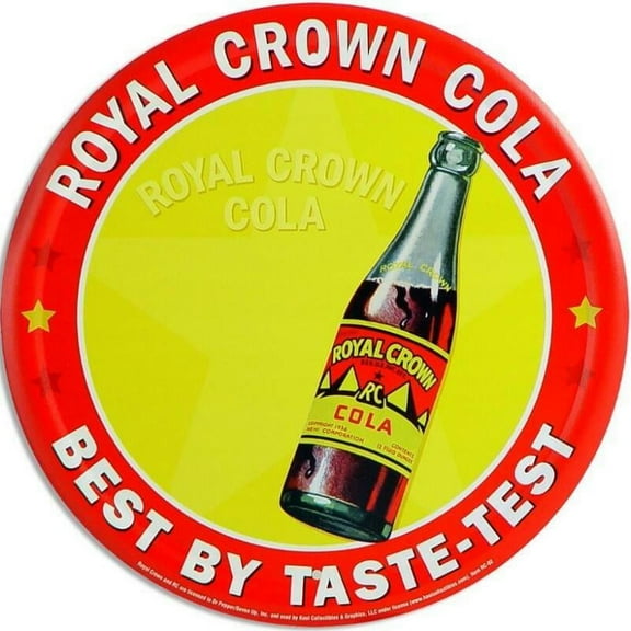 Royal Crown Cola Best Taste Round Tin Metal Sign Nostalgic Retro Wall Decor Size: 12 x 12 inch