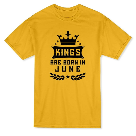 Royal Crown Graphic "Kings Are Born In June" Birthday Quote Men Gold T-Shirt, Male Medium