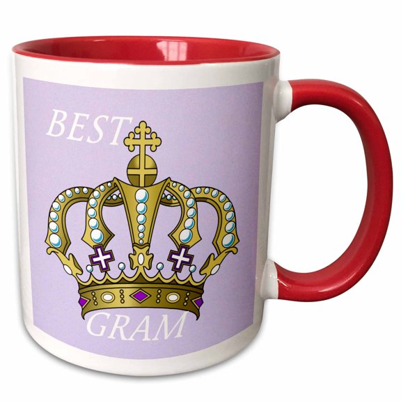 3drose, Royal Crown with Best Gram, 11oz Two-tone Red Mug