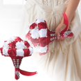 thumbnail image 1 of Royal Bridal Bouquet Handmade with Satin Roses & Pearls - Wedding Bouquet Holder for Bride and Bridesmaids, Rhinestone Wedding Flower Arrangements in Ivory White, 1 of 6