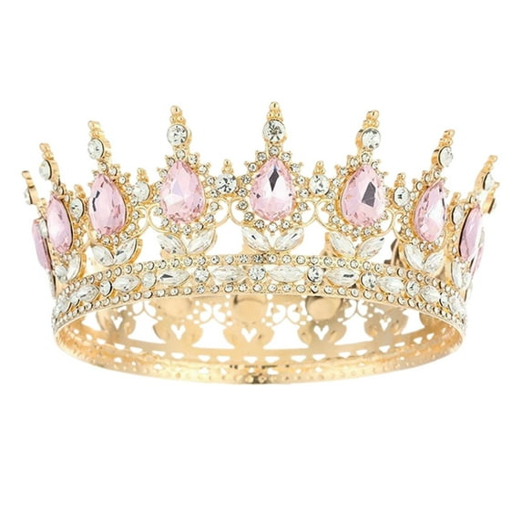 Royal - Gold Rhinestone Wedding Headpiece for Bride, Prom, Quinceañera & Parties, Elegant Princess Hair Accessories