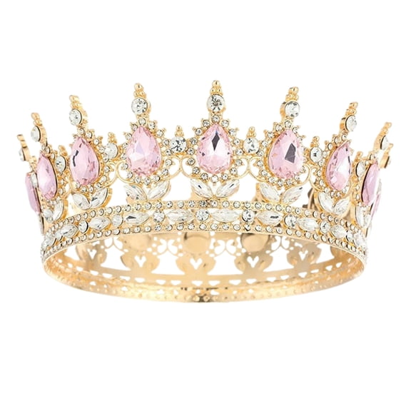 Royal - Gold Rhinestone Wedding Headpiece for Bride, Prom, Quinceañera & Parties, Elegant Princess Hair Accessories