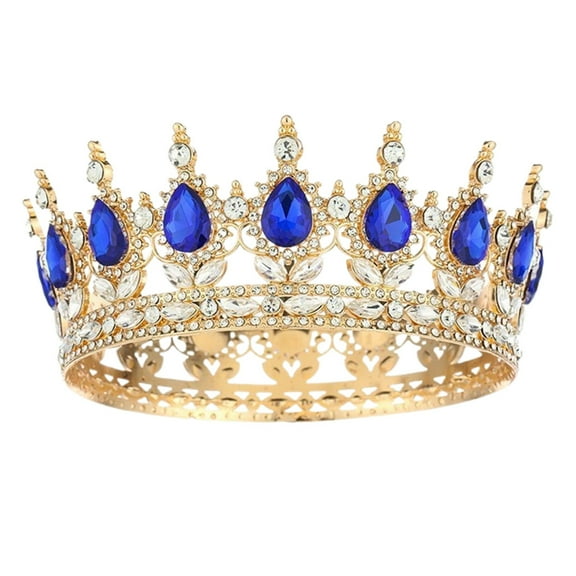 Royal - Gold Rhinestone Wedding Headpiece for Bride, Prom, Quinceañera & Parties, Elegant Princess Hair Accessories