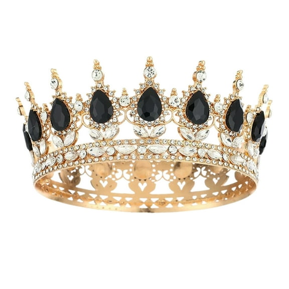 Royal - Gold Rhinestone Wedding Headpiece for Bride, Prom, Quinceañera & Parties, Elegant Princess Hair Accessories