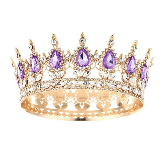 Royal - Gold Rhinestone Wedding Headpiece for Bride, Prom, QuinceaÃ±era & Parties, Elegant Princess Hair Accessories