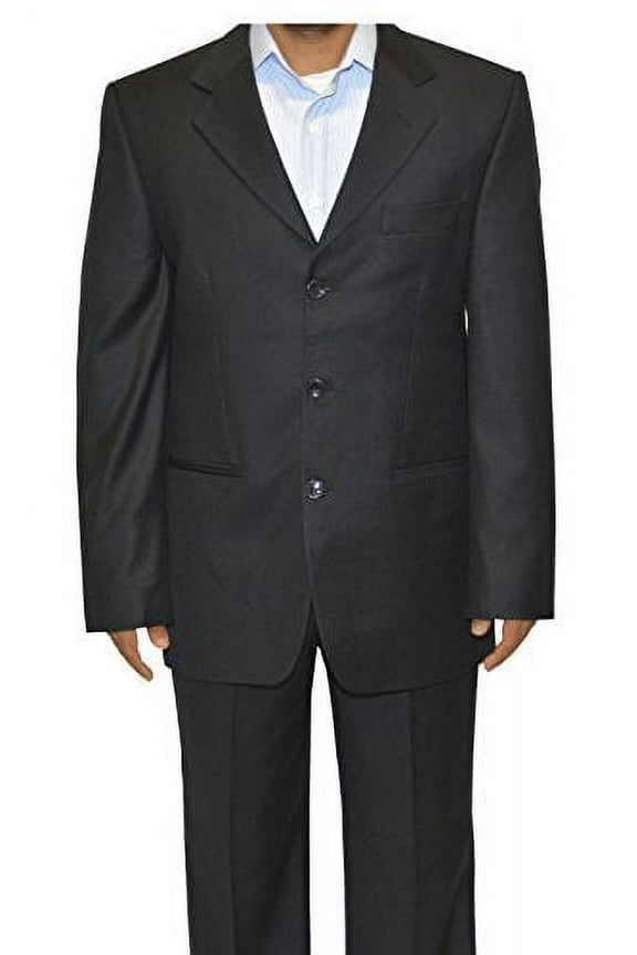 Mens Wool 3 Button Fashion Slim Fit Suit - Made in Italy (US 38(EU 48), Black)