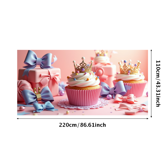 Royal Cupcake Party Decoration Crown Themed Banner Background Backdrop Baby Shower Birthday Celebration Party Supplies Photography Props