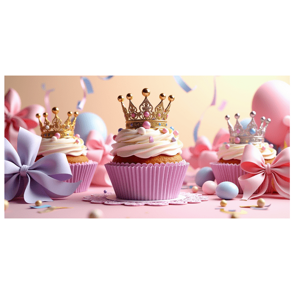 Royal Cupcake Party Decoration Crown Themed Banner Background Backdrop Baby Shower Birthday Celebration Party Supplies Photography Props