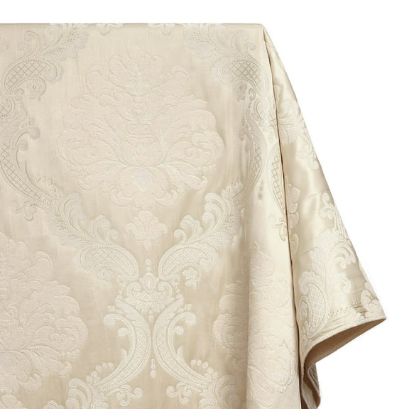 Royal Damask Chenille Upholstery Brocade Satin Jacquard Fabric 56/58 Inch Heavyweight Paisley Floral Polyester By The Yard For Sewing & Upholstery - Beige / Ivory (1 Yard)
