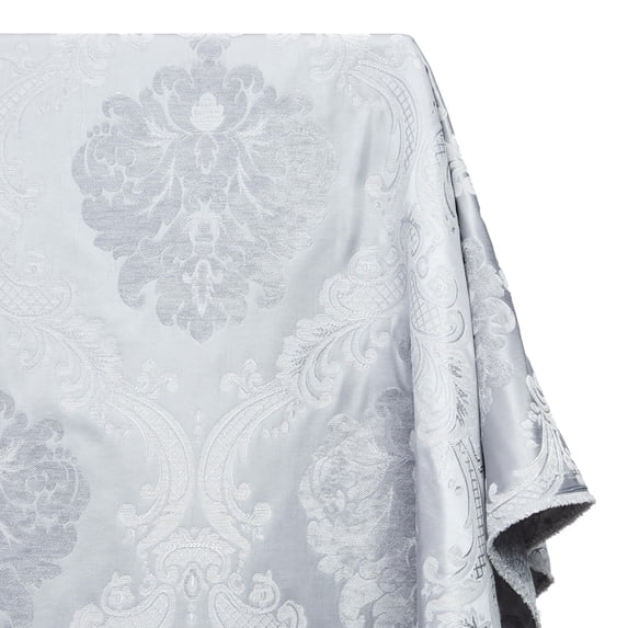 Royal Damask Chenille Upholstery Brocade Satin Jacquard Fabric 56/58 Inch Heavyweight Paisley Floral Polyester By The Yard For Sewing & Upholstery - Off White / Grey (1 Yard)