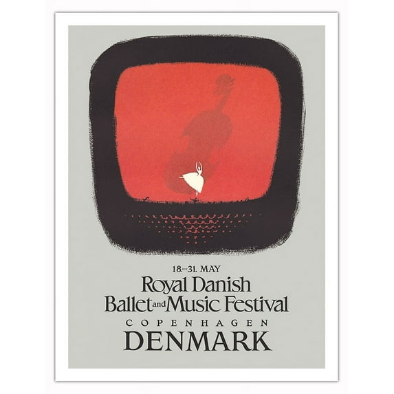 Royal Danish Ballet and Music Festival - Vintage Dance Poster c.1955 - Fine Art Matte Paper Print (Unframed) 20x26in