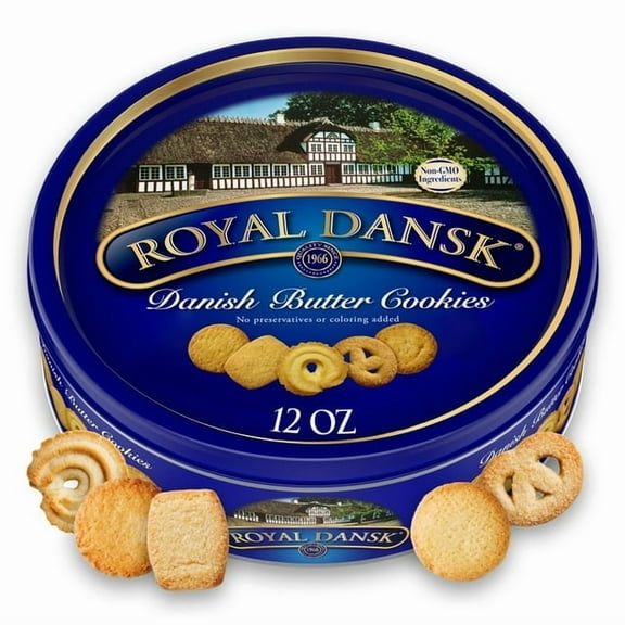 Royal Dansk Danish Butter Cookie Selection, 12 oz Tin – Authentic Assortment of Original Butter Cookies Made with Real Butter, No Preservatives or Artificial Colors, Perfect for Gifting(2pack)