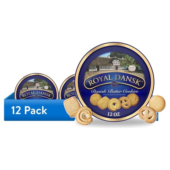 (12 pack) Royal Dansk Danish Butter Cookies, Assorted, Gift Tin, 12 oz