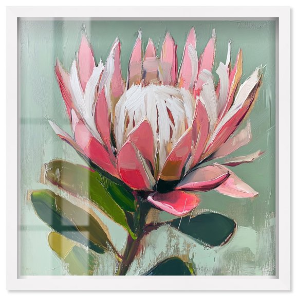 Royal Decree in Pink Shadowbox Print Botanical Wall Art by Art Remedy, White Frame, 12 x 12