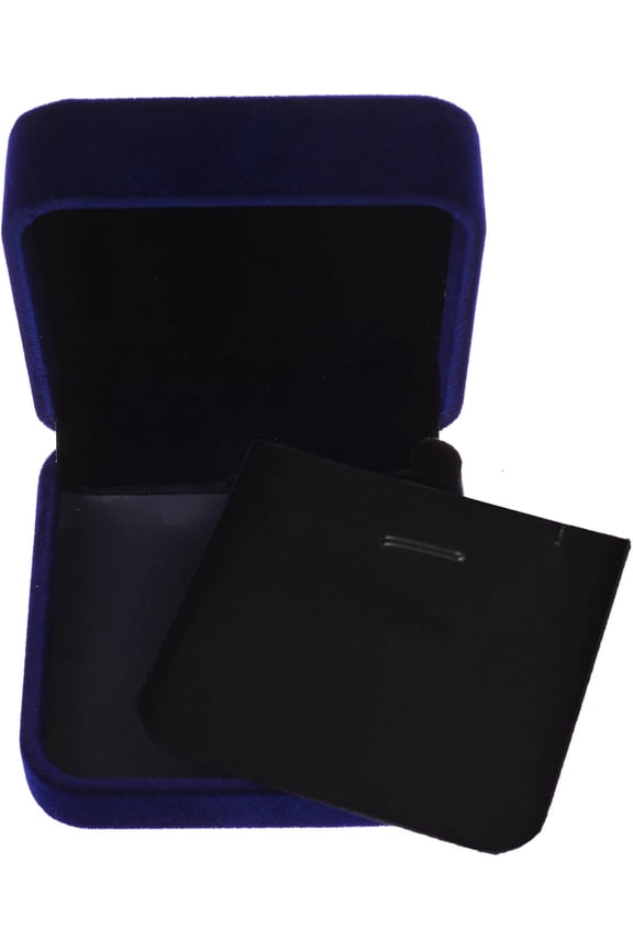 Royal Deep Blue Color Velvet Necklace Pendant Gift Box Jewelry Box