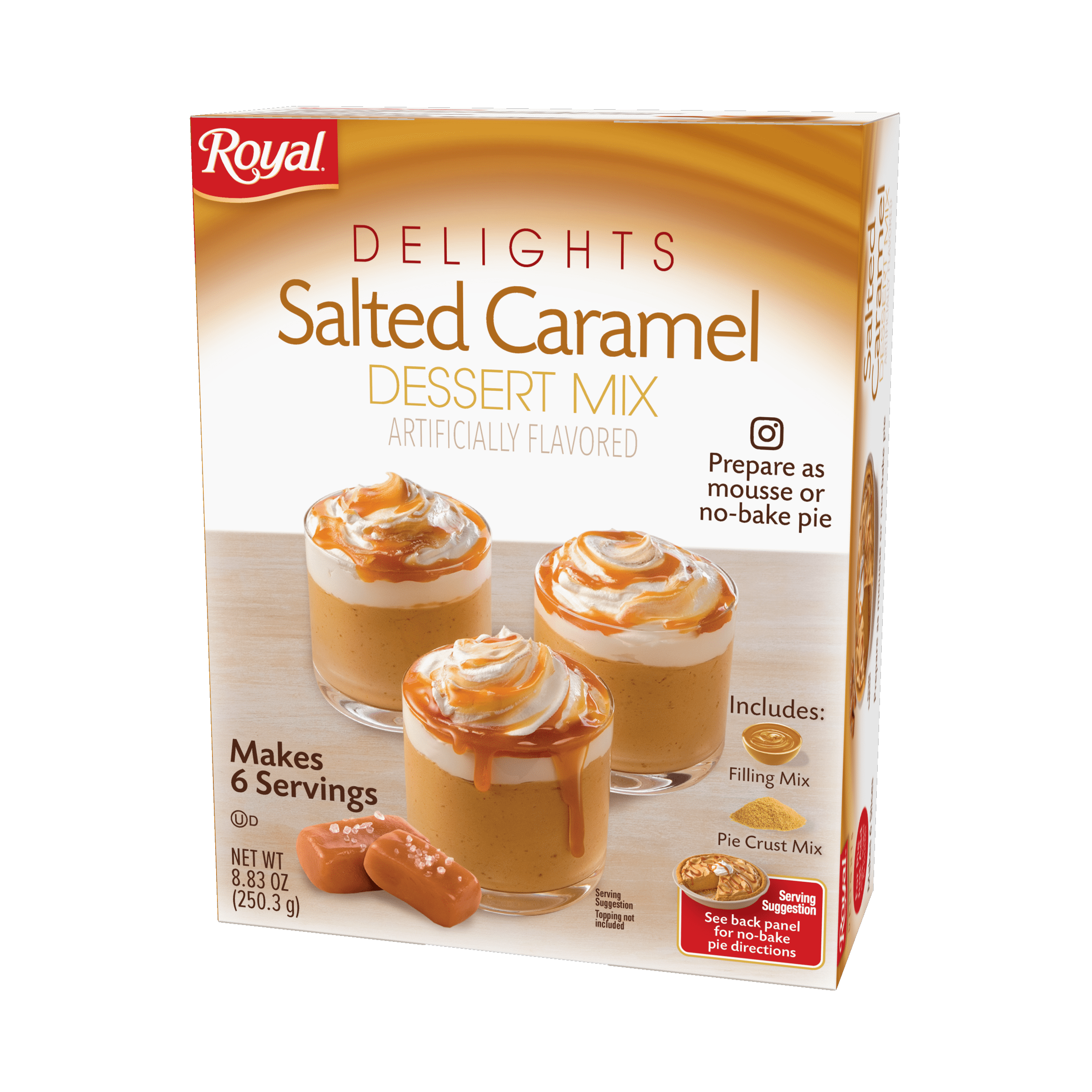 Royal Delights Dessert Mix, Salted Caramel with Graham Cracker Crumbs, 6 serve