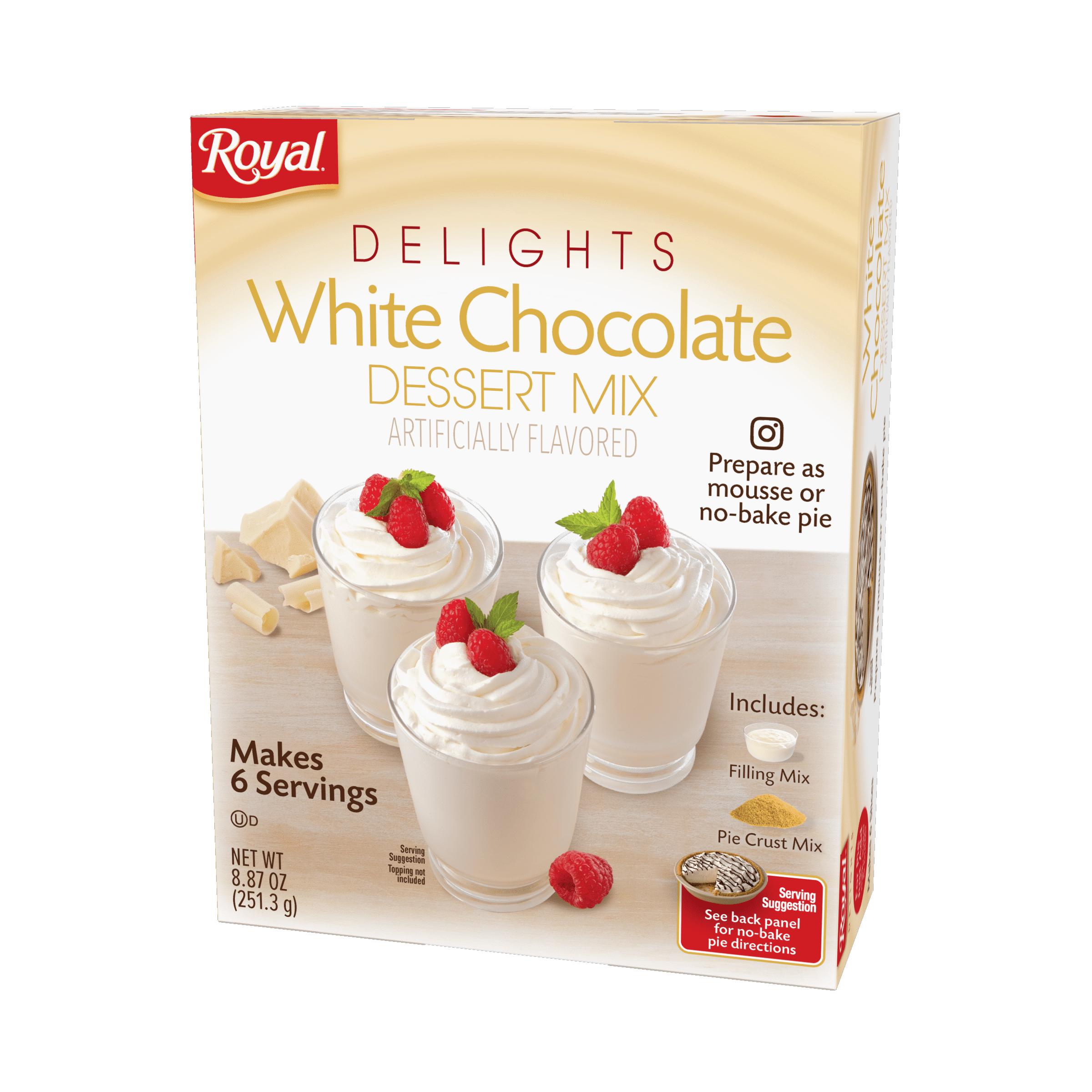 Royal Delights Dessert Mix, White Chocolate with Graham Cracker Crumbs, 6 serve
