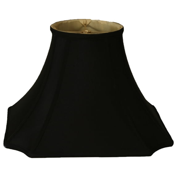 Royal Designs 13.5" Square Inverted Cut Corner Lamp Shade Black with Gold Lining