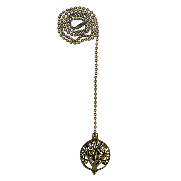 Royal Designs 24 Inch Adjustable Ceiling Fan Pull Chain Extension with Abundant Tree Ornament, Antique Brass