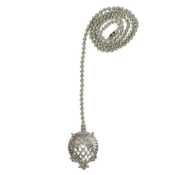 Royal Designs 24 Inch Adjustable Ceiling Fan Pull Chain Extension with All Seeing Owl Ornament, Chrome
