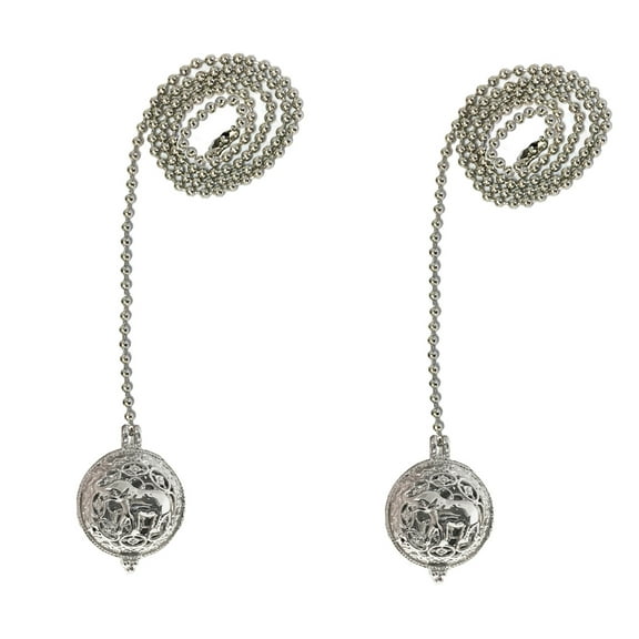 Royal Designs 24 Inch Adjustable Ceiling Fan Pull Chain Extension with Baby Elephant Ornament, Chrome, Set of 2