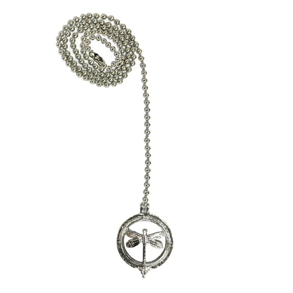 Royal Designs 24 Inch Adjustable Ceiling Fan Pull Chain Extension with Hovering Dragonfly Ornament, Chrome