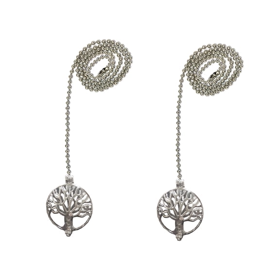 Royal Designs 24 Inch Adjustable Ceiling Fan Pull Chain Extension with Jubilant Oak Ornament, Chrome, Set of 2